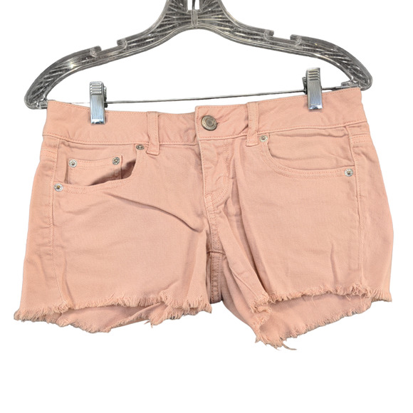American Eagle Womens Cut Off Jean Shorts Pink Size 4 Stretch - Picture 1 of 11